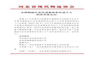 全国物流行业先进集体和先进个人 初审名单公示